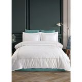 Dantela Nakışlı Pamuk Saten Beyaz-Mint Nevresim Takımı - Florentino - 200 x 220 cm - Beyaz - Mint