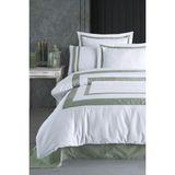 Dantela Pamuk Saten Biyeli King Size Çift Kişilik Nevresim Takımı - Vitali - Mint - 220 x 240 cm