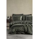Dantela Pamuk Saten Nakışlı Çift Kişilik Nevresim Takımı - Imge - Haki - 200 x 220 cm
