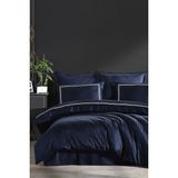 Dantela Pamuk Saten Nakışlı Çift Kişilik Nevresim Takımı - Imge - Lacivert - 200 x 220 cm