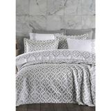 Dantela Victoria Nakışlı Nevresim&Jakarlı Yatak Örtüsü Seti - Gri - 200 x 220 cm