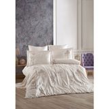 Dantela Zümra Nakışlı Pamuk Saten Nevresim Takımı - Bej - 200 x 220 cm