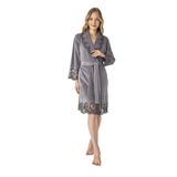 Dantelli Bambo Cotton Niki Kadife Bayan Sabahlık Gri 3XL