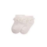 Dantelli Bebe patik Çorabı 0-4 Yaş Ekru
