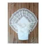 DANTELLİ BEBEK BATTANİYESİ%100 PAMUKLU DOĞAL ORGANİK UYKU KUNDAĞI HEDİYELİK YENİDOĞAN MEVLÜTLÜK KND45502