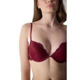 Dantelli Dekolte Push Up Destekli Sütyen Bordo 80B