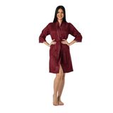 Dantelli Jakarlı Saten Bambu Cotton Bayan Sabahlık NS-15070 BORDO S