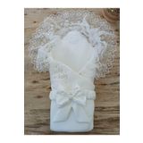 Dantelli Özel Taçlı Bebek Kundağı Unisex Bebek Dış Kundak Battaniyesi Hastane Çıkışı Hediyelik KND45237