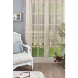 Dantelli Ponpon Detaylı Tül Perde Naturel 150 x 100