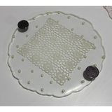 Dantelli Şeffaf Epoksi Tepsi Serisi (El Işi Dantel Detaylı - 30 Cm) - Yuvarlak Kulp