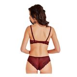 Dantelli V Yaka Push Up Destekli Sütyen Bordo 80D