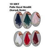 Dantelux 10 Adet Pullu Şifon Halay Mendili - Karışık Renk