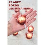 Dantelux 12 Adet Led Süslü Kına Mumu - Bordo