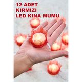 Dantelux 12 Adet Led Süslü Kına Mumu - Kırmızı