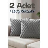 Dantelux 2 Adet Peluş Kırlent (40x40 cm) Dama Motifli Gri 40 x 40