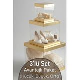 Dantelux 3\'lü Set Asetat Çeyiz Kutusu (Şeffaf - Katlanabilir - Pratik Kurulum) (Küçük + Orta + Büyük) Gold - Çok Renkli - Başlıktaki Detaylar Geçerlidir.