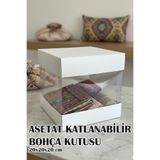 Dantelux Asetat Çeyiz Kutusu (Şeffaf - Katlanabilir - Pratik Kurulum) Küçük Boy - Beyaz
