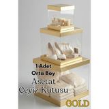 Dantelux Asetat Çeyiz Kutusu (Şeffaf - Katlanabilir - Pratik Kurulum) Orta Boy - Gold