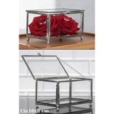 Dantelux Çerçeveli Cam Yüzük Kutusu - Mücevher Kutusu (15x10x8 cm) - Gümüş Renk Gümüş