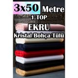 Dantelux Çok Amaçlı Kristal Tül (Bohça Tülü) 3x50 Metre (1 Top) - EKRU Ekru