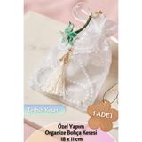 Dantelux Dantelli Bohça Kesesi (TESBİH & LAVANTA KESESİ) Çeyizlik Kese Ekru 19 cm
