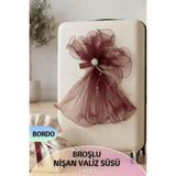 Dantelux İnci Broşlu Nişan Valiz & Bavul & Bohça Süsü - Gelin Bohçası Süsü Bordo