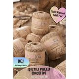 Dantelux Işıltılı Pullu Özle Örgü İpi (%80 Pamuk - %20 Metalik Pul) 50 Gr. 100 Metre NM: 3 - Bej