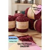 Dantelux Işıltılı Pullu Özle Örgü İpi (%80 Pamuk - %20 Metalik Pul) 50 Gr. 100 Metre NM: 3 - Burgundy