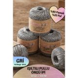 Dantelux Işıltılı Pullu Özle Örgü İpi (%80 Pamuk - %20 Metalik Pul) 50 Gr. 100 Metre NM: 3 - Gri