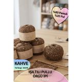 Dantelux Işıltılı Pullu Özle Örgü İpi (%80 Pamuk - %20 Metalik Pul) 50 Gr. 100 Metre NM: 3 - Kahve