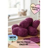 Dantelux Işıltılı Pullu Özle Örgü İpi (%80 Pamuk - %20 Metalik Pul) 50 Gr. 100 Metre NM: 3 - Mor