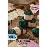 Dantelux Işıltılı Pullu Özle Örgü İpi (%80 Pamuk - %20 Metalik Pul) 50 Gr. 100 Metre NM: 3 - Yeşil