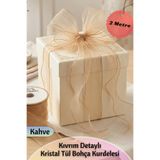 Dantelux Kıvrım Detaylı Kristal Tül Bohça Kurdelesi (2 Metre) Kahve