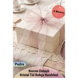 Dantelux Kıvrım Detaylı Kristal Tül Bohça Kurdelesi (2 Metre) Pudra