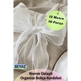 Dantelux Kıvrım Detaylı Organize Bohça Kurdelesi (12 Metre - 10 Parça) Beyaz