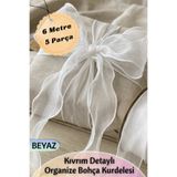 Dantelux Kıvrım Detaylı Organize Bohça Kurdelesi (6 Metre - 5 Parça) Beyaz
