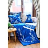 Dantelux Lale Devri Kadife Bohça & Seccade Takımı (4 Parça) Lacivert 75 x 130
