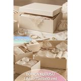 Dantelux Minimal Hediyelik Bohça & Çeyiz Kutusu (Kapaklı Karton Kutu) 1 Adet (15x15x10 cm) İnci Rengi İNCİ - KÜÇÜK BOY 10 x 15