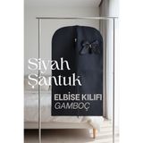 Dantelux Şantuk Fionklu Çeyizlik Elbise Kılıfı (Gamboç) - Siyah Renk (145×60 cm)