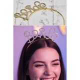Dantelux Signature Taşlı Bride Taç - Gold Signature Taşlı Gold