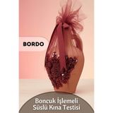 Dantelux Taş Süslemeli Özel Kına Testisi - Bordo Bordo