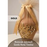Dantelux Taş Süslemeli Özel Kına Testisi - Gold Renk Gold