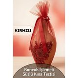 Dantelux Taş Süslemeli Özel Kına Testisi - Kırmızı Kırmızı