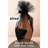 Dantelux Taş Süslemeli Özel Kına Testisi - Siyah Siyah