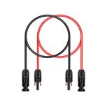 Daohaodeli Güneş Uzatma Kablosu Güneş Paneli Kablo Tel Dişi/Erkek Güneş Konnektörü Güneş Paneli Adaptörü, 3.3ft 10AWG Kırmızı+Siyah 1 Çift, Güneş Panelleri, Güneş Işıkları, Rüzgar Enerjisi için.
