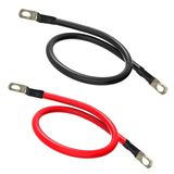 Daohaodeli Saf Bakır Akü İnvertör Kablosu 3,28FT Akü Kabloları Halka Terminalleri ile 6 AWG Kablo Kırmızı + Siyah 1 Çift, Araba, Tekne, Güneş, Karavan, Oto, Denizcilik için. (Akü Kablosu 60 cm)