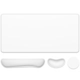 Dapesuom Klavye Bilek Dinlenme Mouse Pad Seti, 4 Adet Genişletilmiş Büyük XXL Oyun Mousepad + Fare Bilek Yastığı + Bellek Köpüğü Klavye Bilek Desteği + Bardak Altlığı, Beyaz 80 x 39,9 cm Ev Ofis için