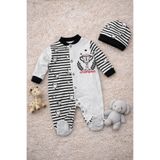 DaphKids Taraftar Bebek Şapkalı Tulum Beşiktaş 2'li Set - Siyah Beyaz