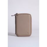 Daphmin Zeas - Unisex Zip Around Hakiki Deri Cüzdan - Açık Gri - Vizon
