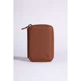 Daphmin Zeas - Unisex Zip Around Hakiki Deri Cüzdan - Açık Taba